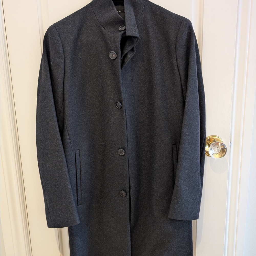 Theory Black Pea Coat with Classic Design